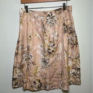 Merona Vintage Y2K 100% Silk Dainty Floral Feminine A Line Midi Skirt B3